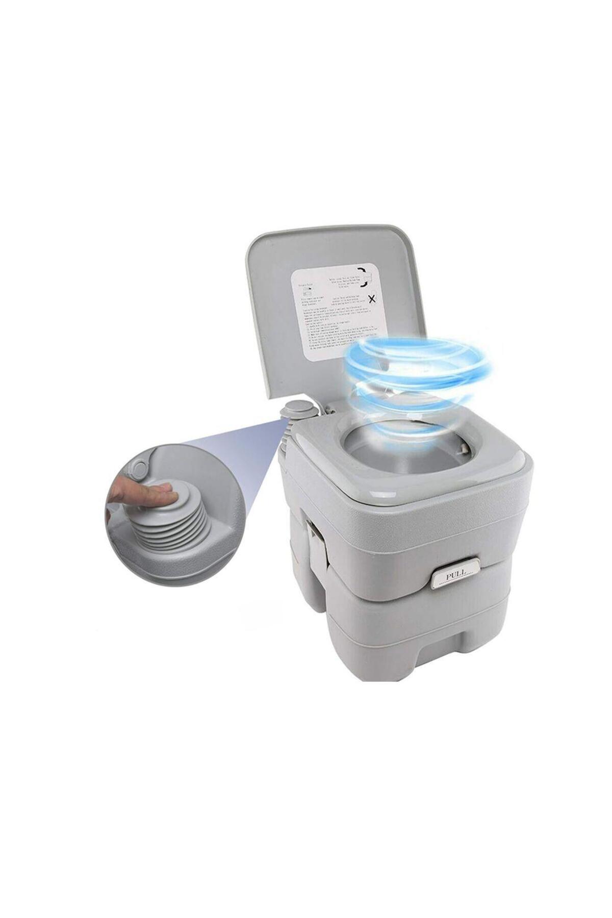 مرحاض محمول متنقل مع مضخة مياه قوية مدمجة للرحلات الخارجية والتخييم سعة 20 لتر بخزان وتنظيف ضغط