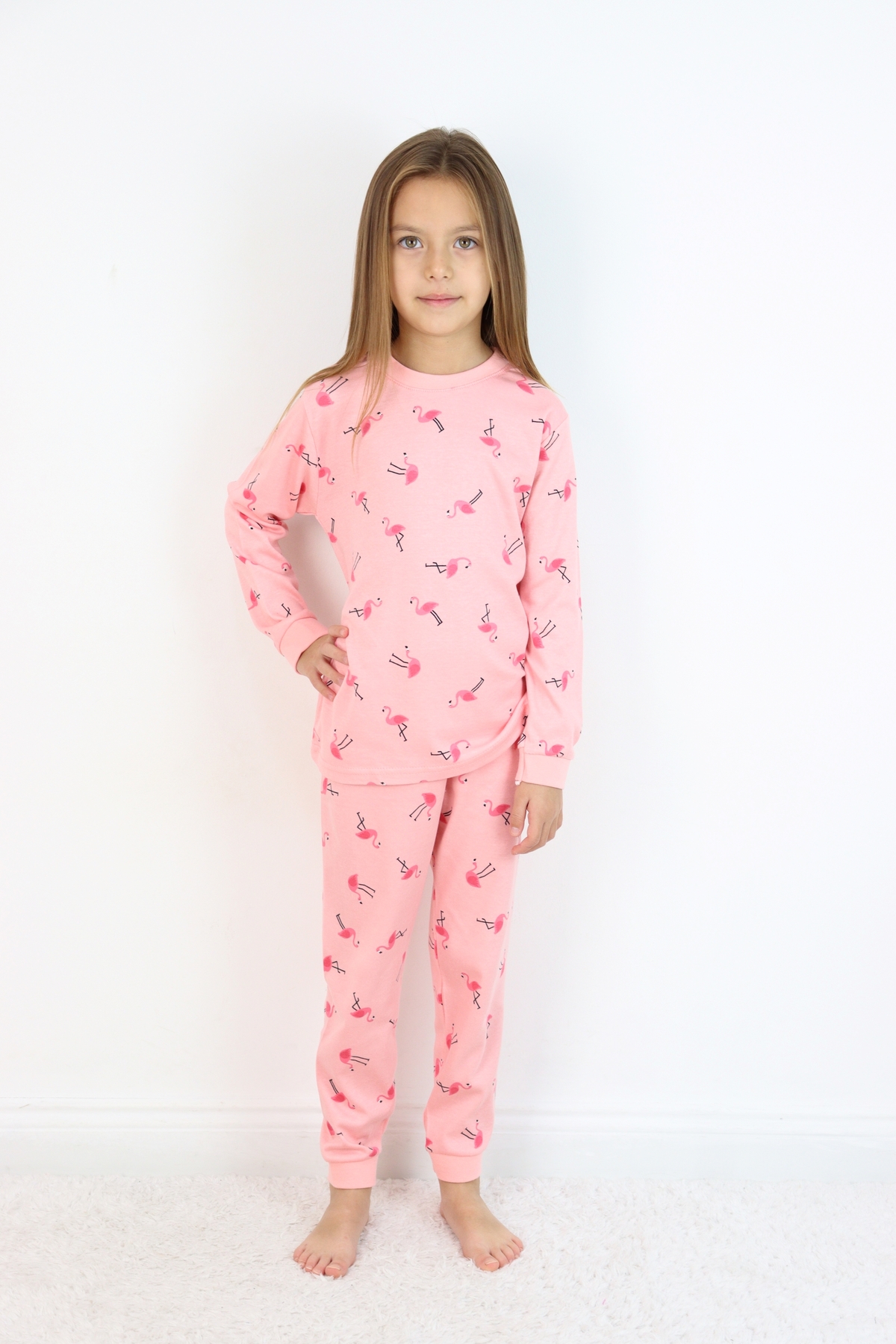 HARİKA KİDS Kız Çocuk Orta Kalınlıkta Basic Baskılı Pijama Takımı fotoğrafı 4 (önizleme)