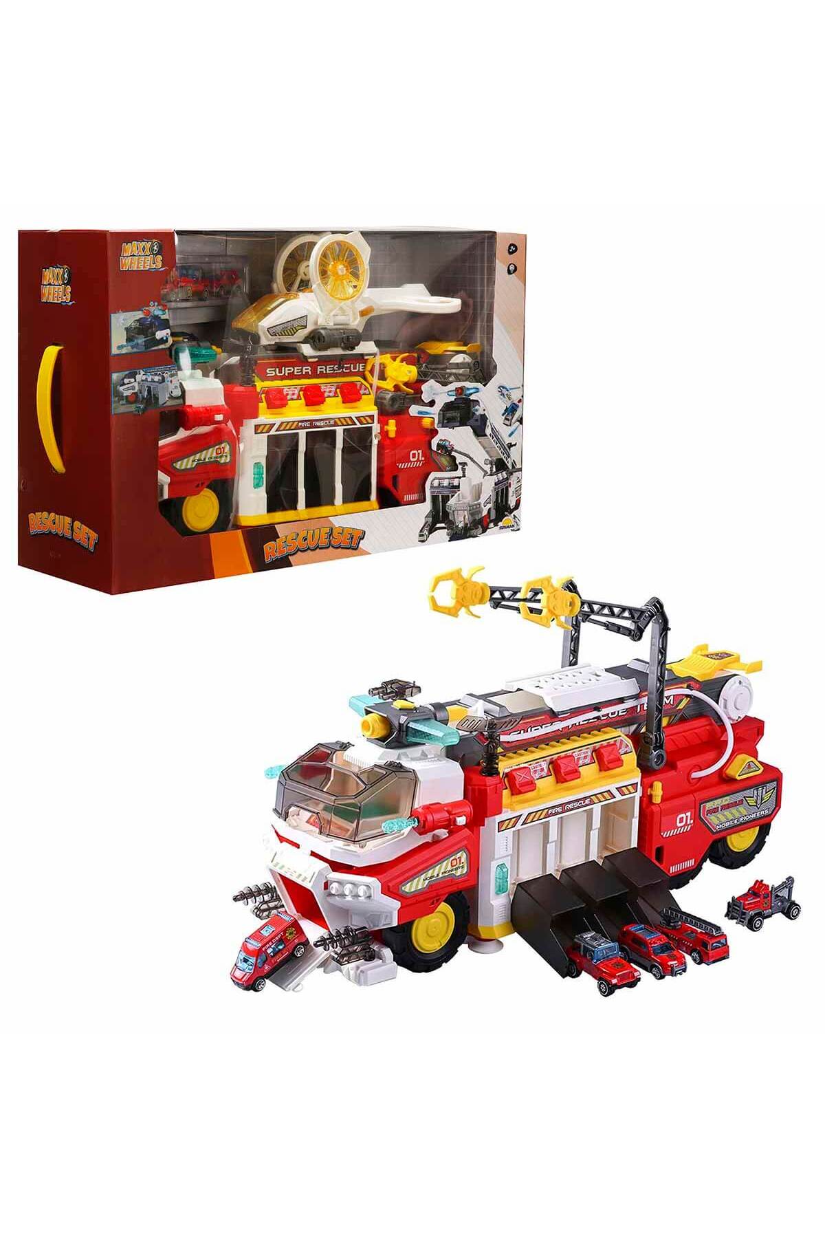Maxx Wheels Sesli ve Işıklı Kurtarma Garaj Seti - Fire Rescue
