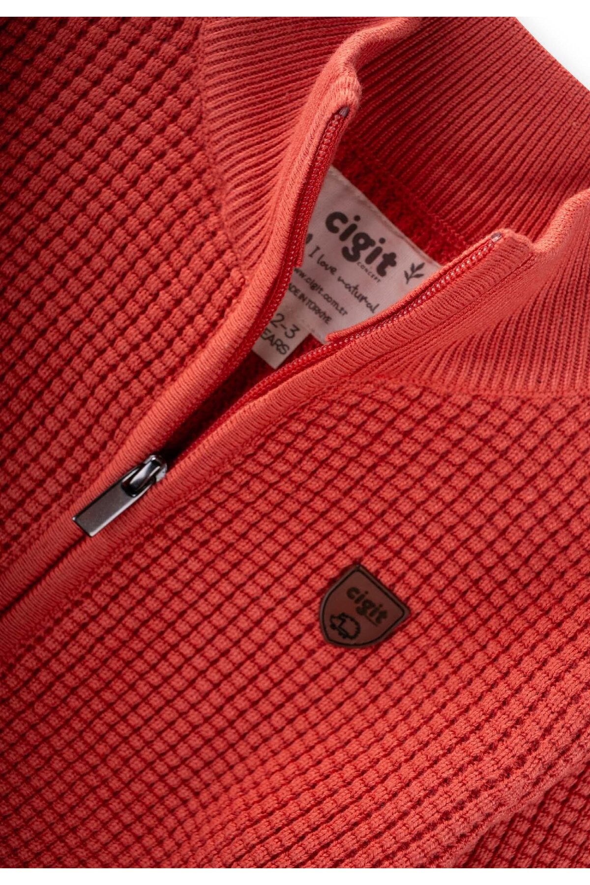 Cigit Selanik Fermuarlı Triko Hırka 2-11 Yaş Somon fotoğrafı 3 (önizleme)