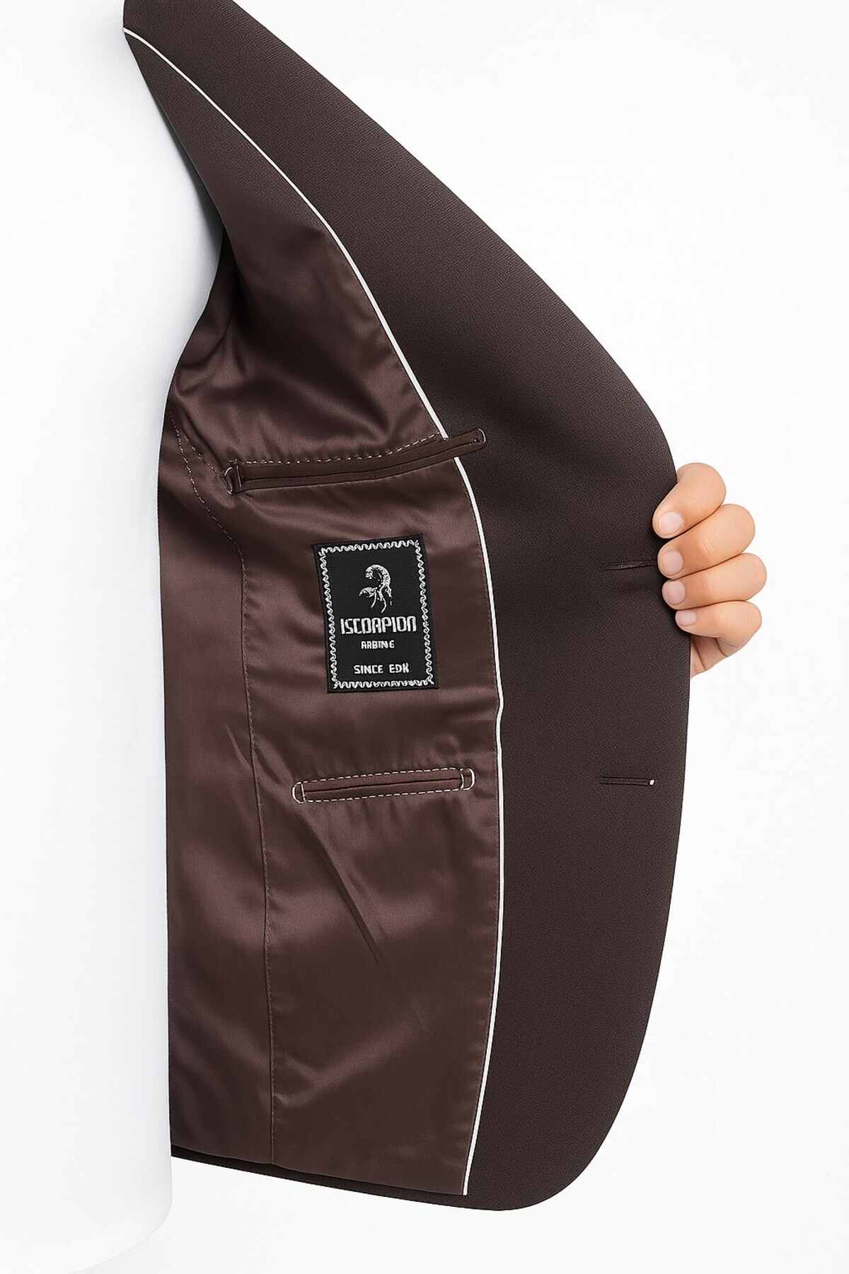 Plus Scorpion  Kahverengi Erkek Slim Fit Blazer Ceket – Şık, Modern, Günlük ve Ofis Kombinlerine Uygun Tek Düğmeli - Görsel 8