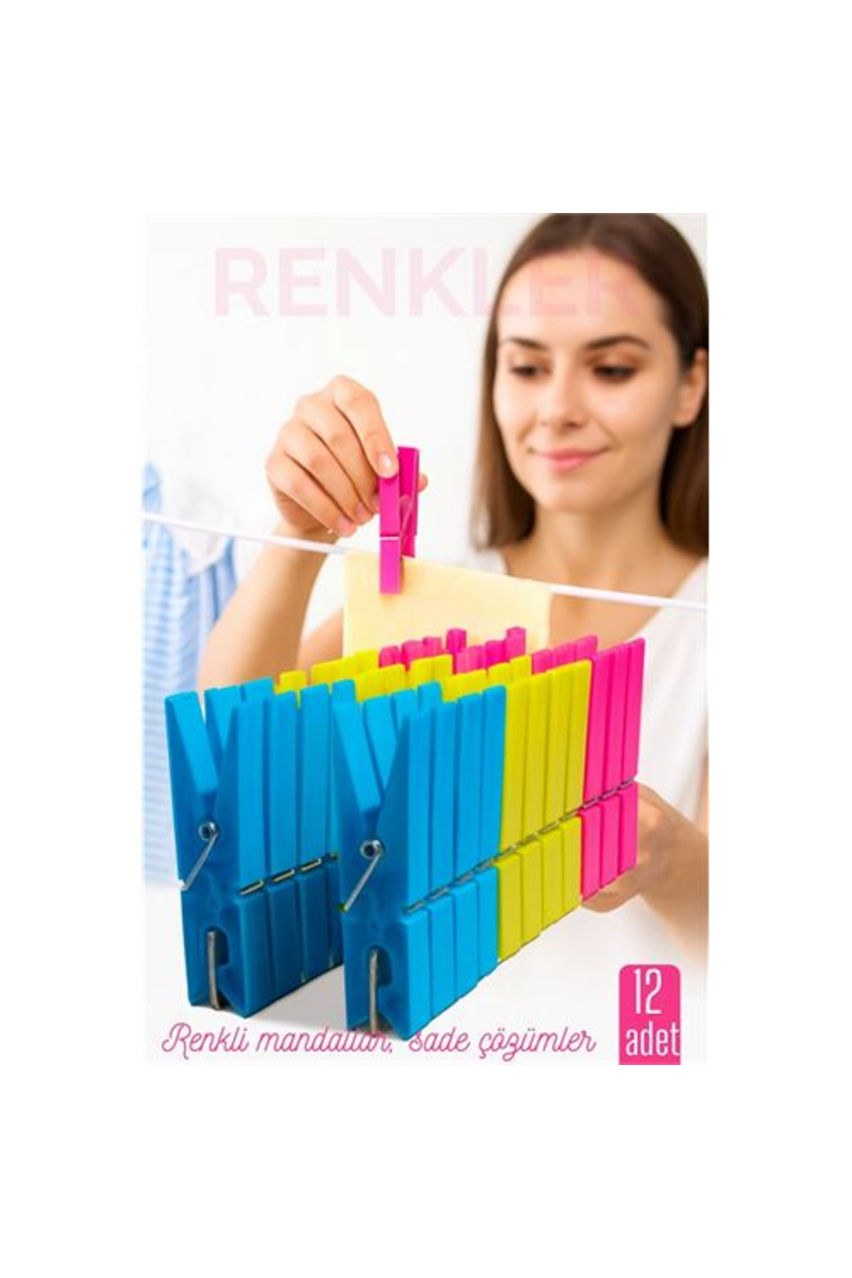 MKR 12 li Plastik Mandal Seti - Renkli Dayanıklı Çok Amaçlı Tutuş Ustası