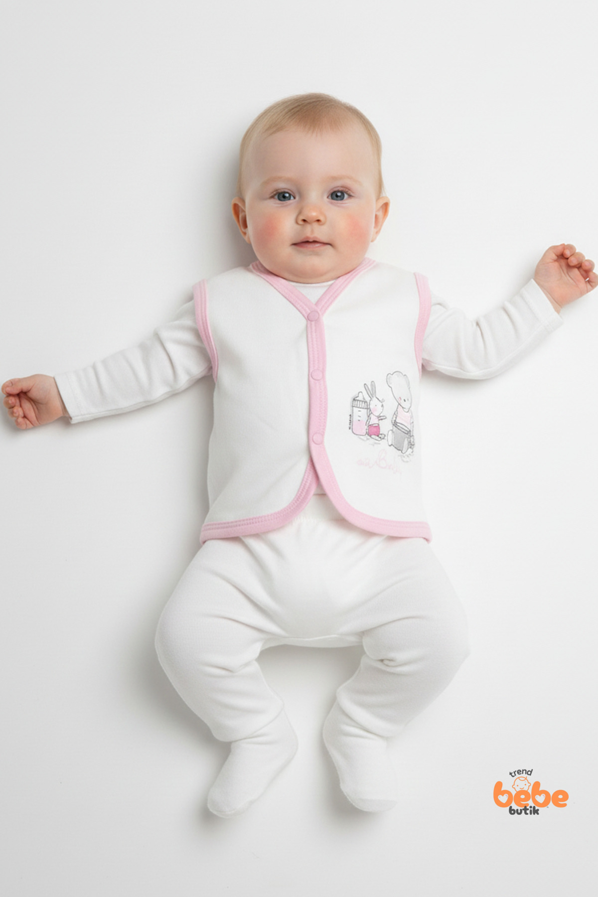 Trend Bebe Butik Unisex Bebek Pamuklu Baskılı Yelek – Çıtçıtlı, Yumuşak Penye, Bebek Yeleği 6-9-12-18 Ay fotoğrafı 3 (önizleme)