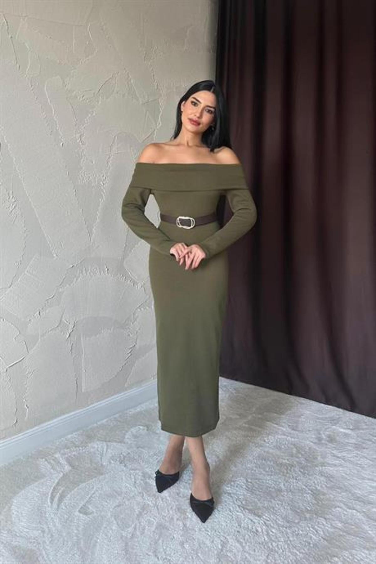 Markano Kemerli Triko Elbise