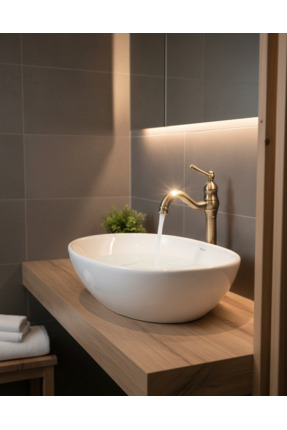 EMFA AKSESUAR Antik Çanak Lavabo Bataryası Eskitme Lavabo Musluğu Vintage Çan...