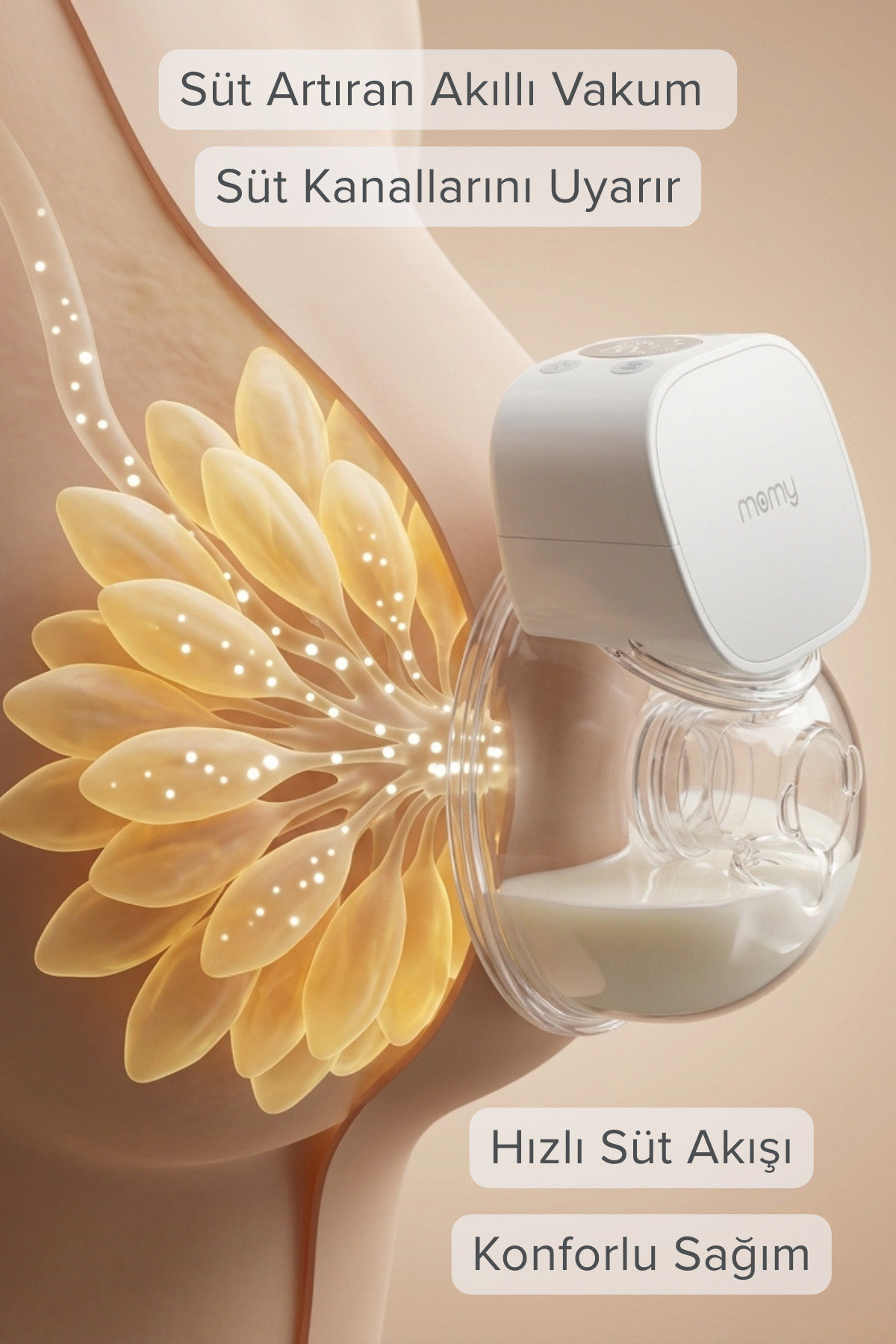 Kiwi Momy S12 Pro Kablosuz Giyilebilir Elektrikli Göğüs Pompası – 4 Mod & 12 Kademe, Sessiz, 180 ml fotoğrafı 4 (önizleme)