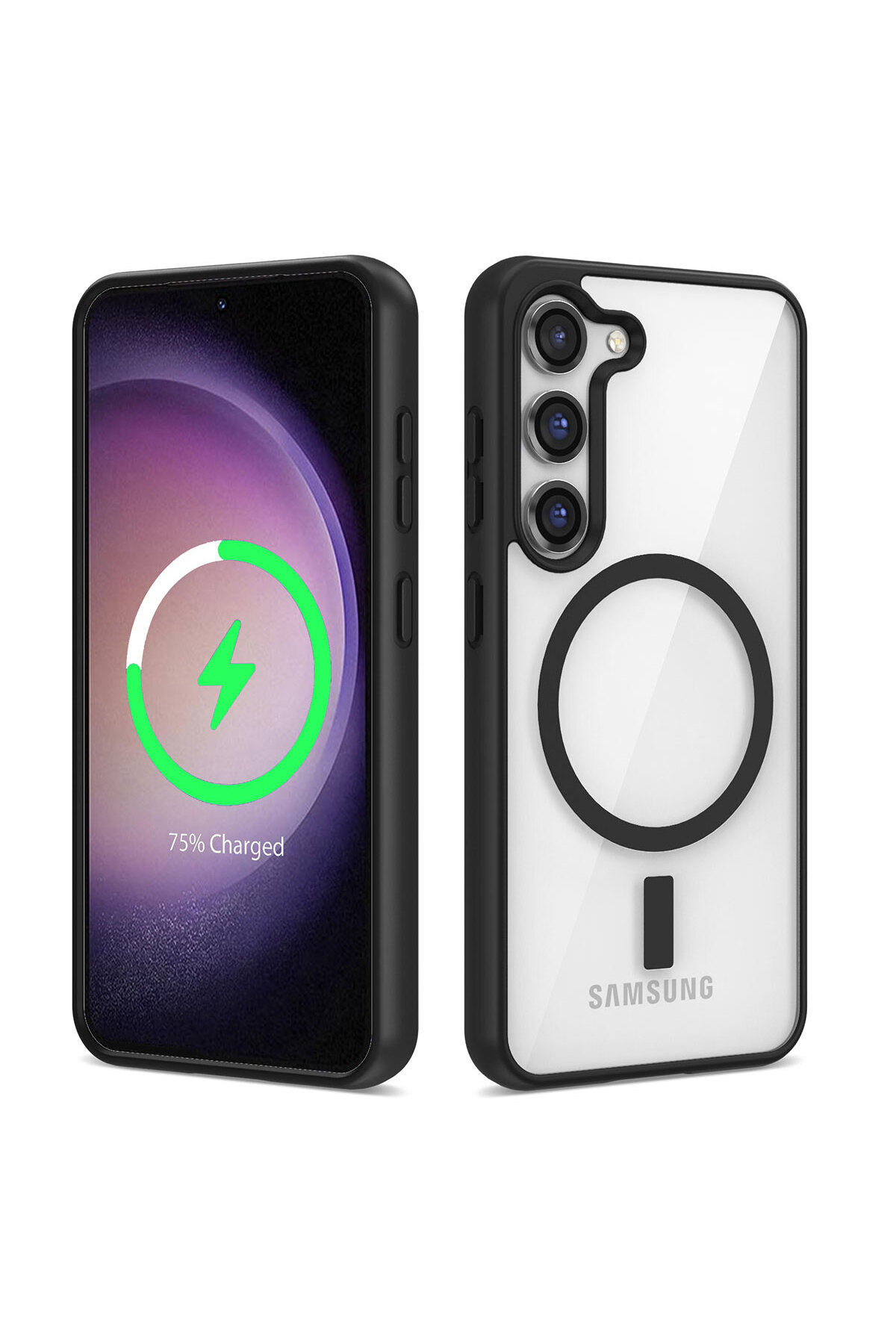 Galaxy S22 Plus Uyumlu Magsafe Wireless Şarj Özellikli Silikon JoieCreatif Ege Kılıf-Siyah