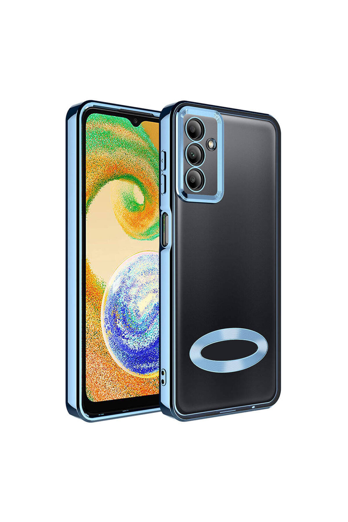 Galaxy A05S Kılıf Kamera Korumalı Logo Gösteren ASMA Omega Kapak - Mavi