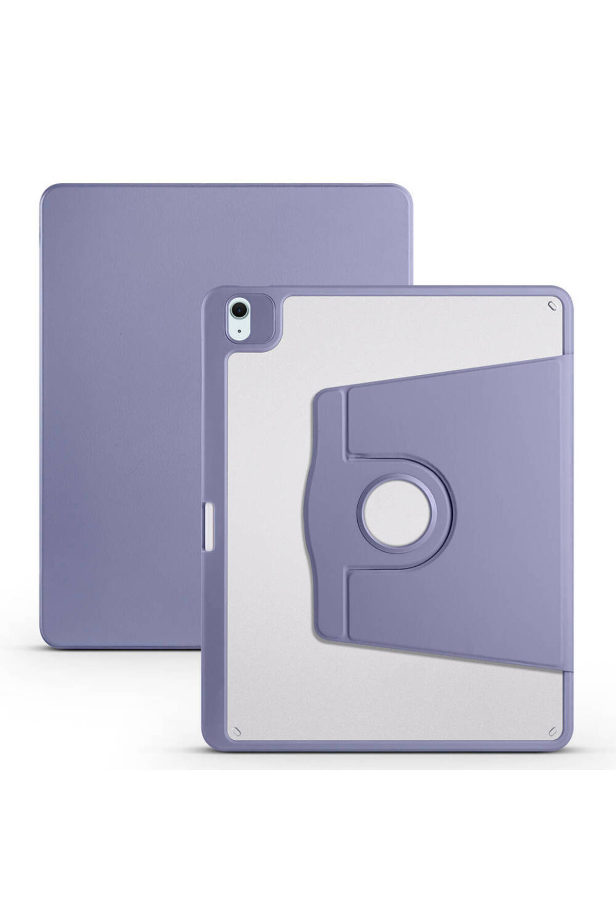 iPad Air 13 2025 M3 Kılıf JoieCreatif Termik Kalem Bölmeli Dönebilen Standlı Kılıf - Lavendery Gray