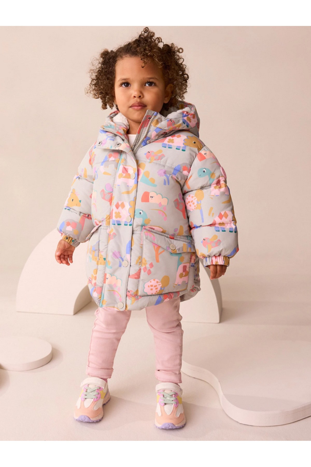 Next Baby Dinozor Desenli Kapüşonlu Suya Dayanıklı Mont fotoğrafı 3 (önizleme)