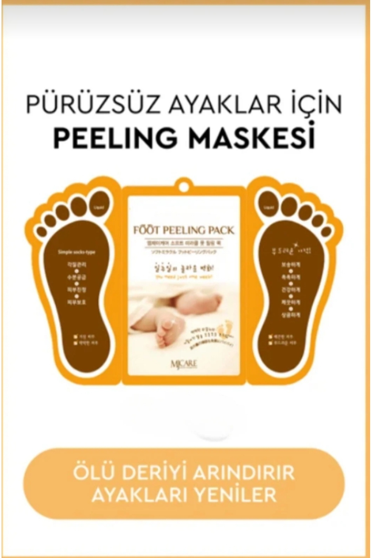 BEAUTY THE WORLD Çorap Tipi Soyulabilir Pürüzsüzleştirici Ölü Deri Yok edici Ayak Peeling