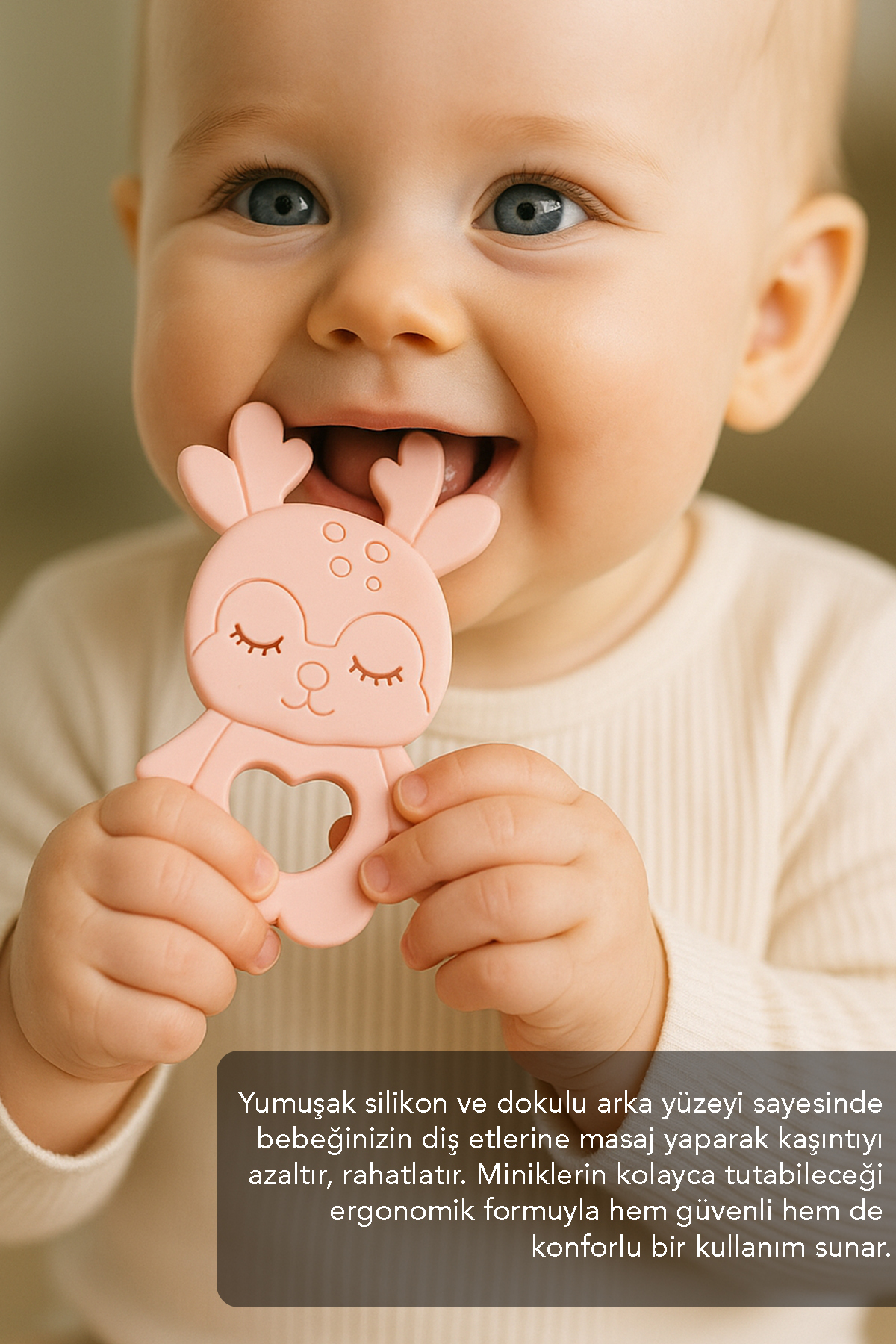 Meleni Baby Geyik Silikon Diş Kaşıyıcı - Sevimli Hayvan Figürlü Bebek Diş Kaşıyıcı Dişlik Yeşil fotoğrafı 3 (önizleme)