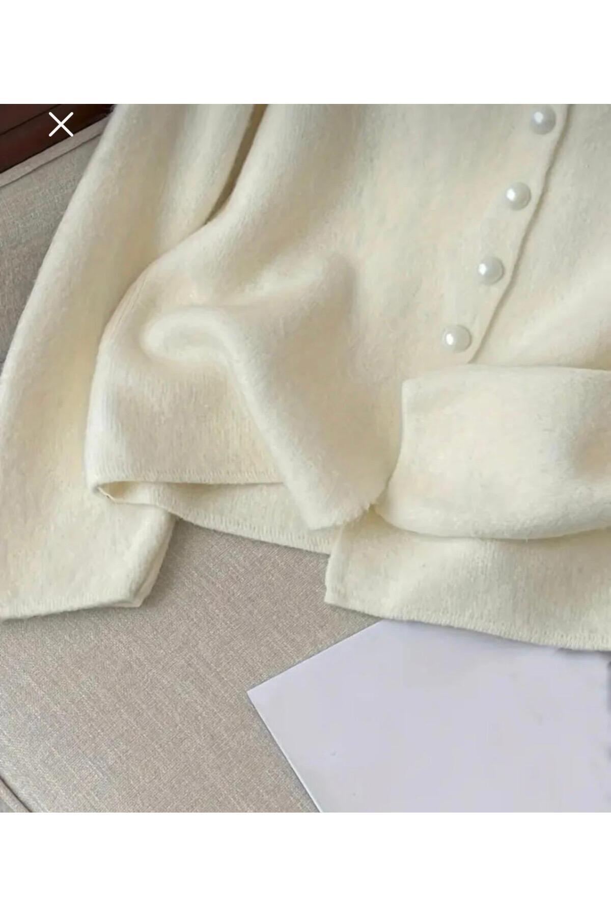 ervaa kids  incili lüks yumoş tüylü kadın triko hırka - Görsel 3