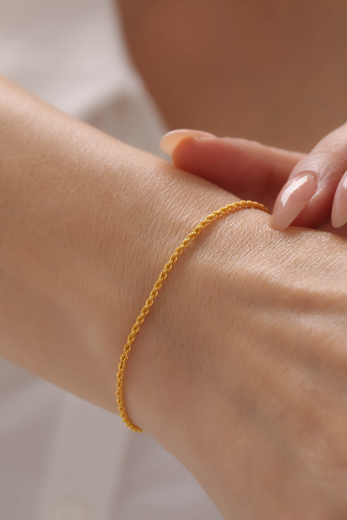 Kado Kuyumculuk 14 Ayar Sarı Gold Altın Halat Burgu Zincir Bileklik