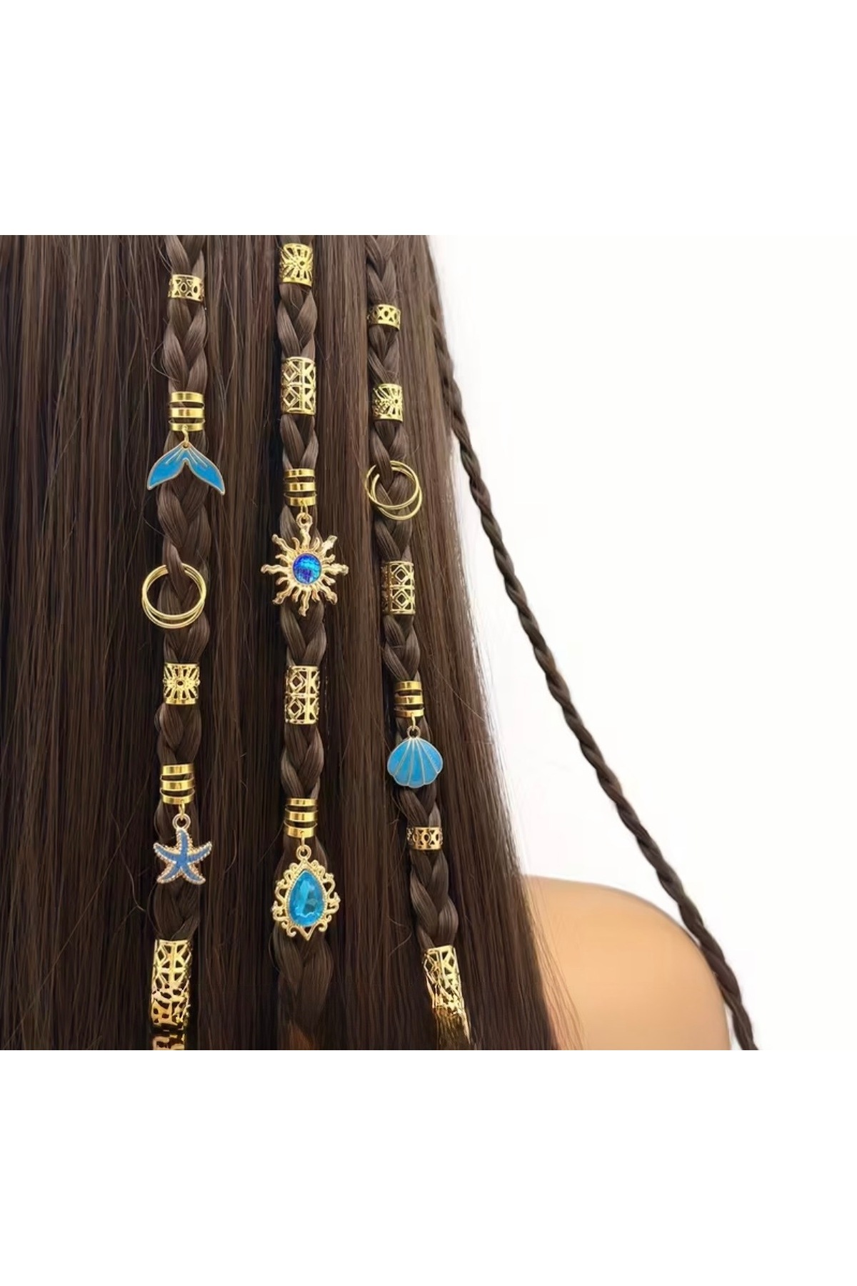 suprizegift Saç halkası saç küpesi barok&deniz kapuğu çeşitleri 9’lu