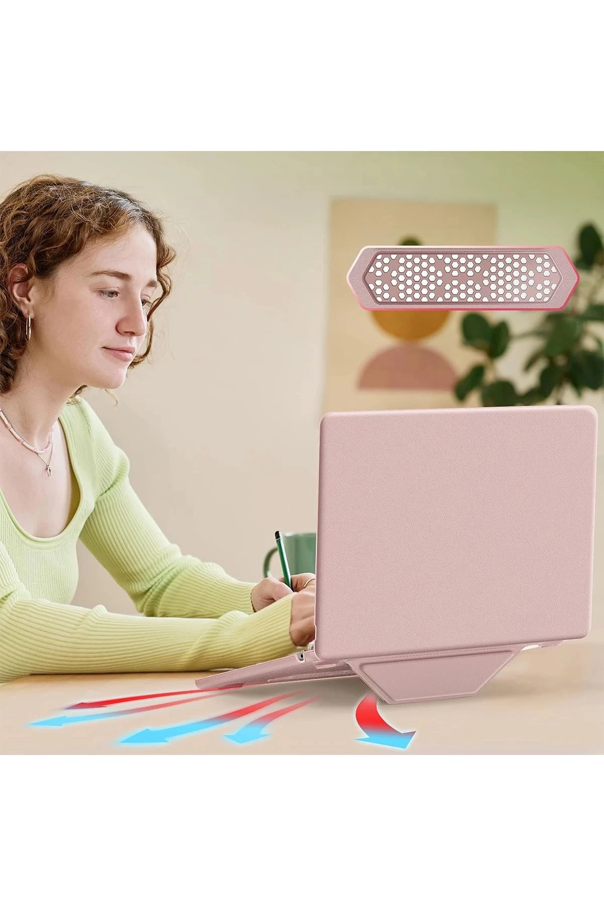 Genel Markalar Macbook Air 15 2024 Macbook Deri Kapak - Pembe