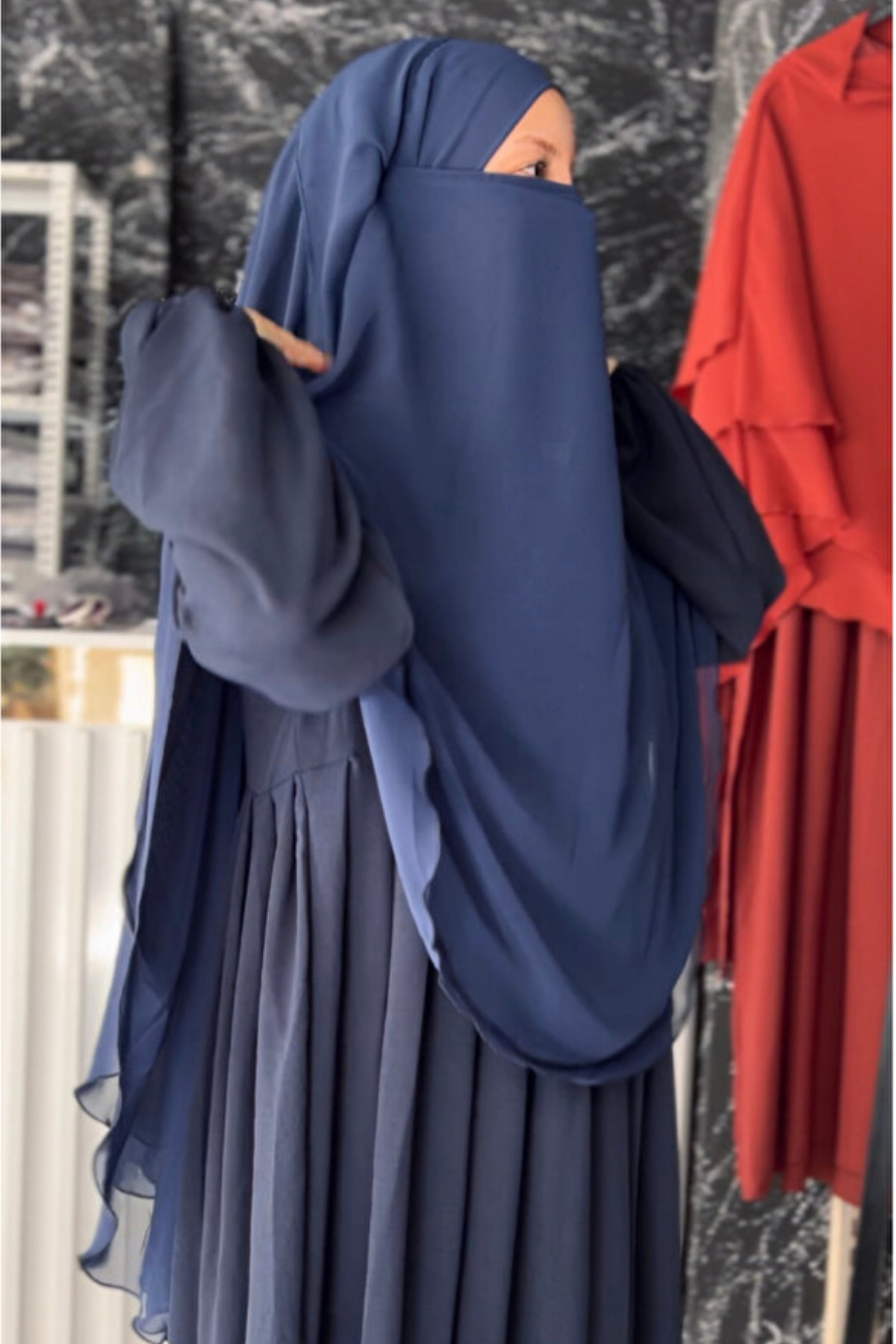 Nika Fashion Gölgeli Oval Sufle Uzun Boy hac Umre