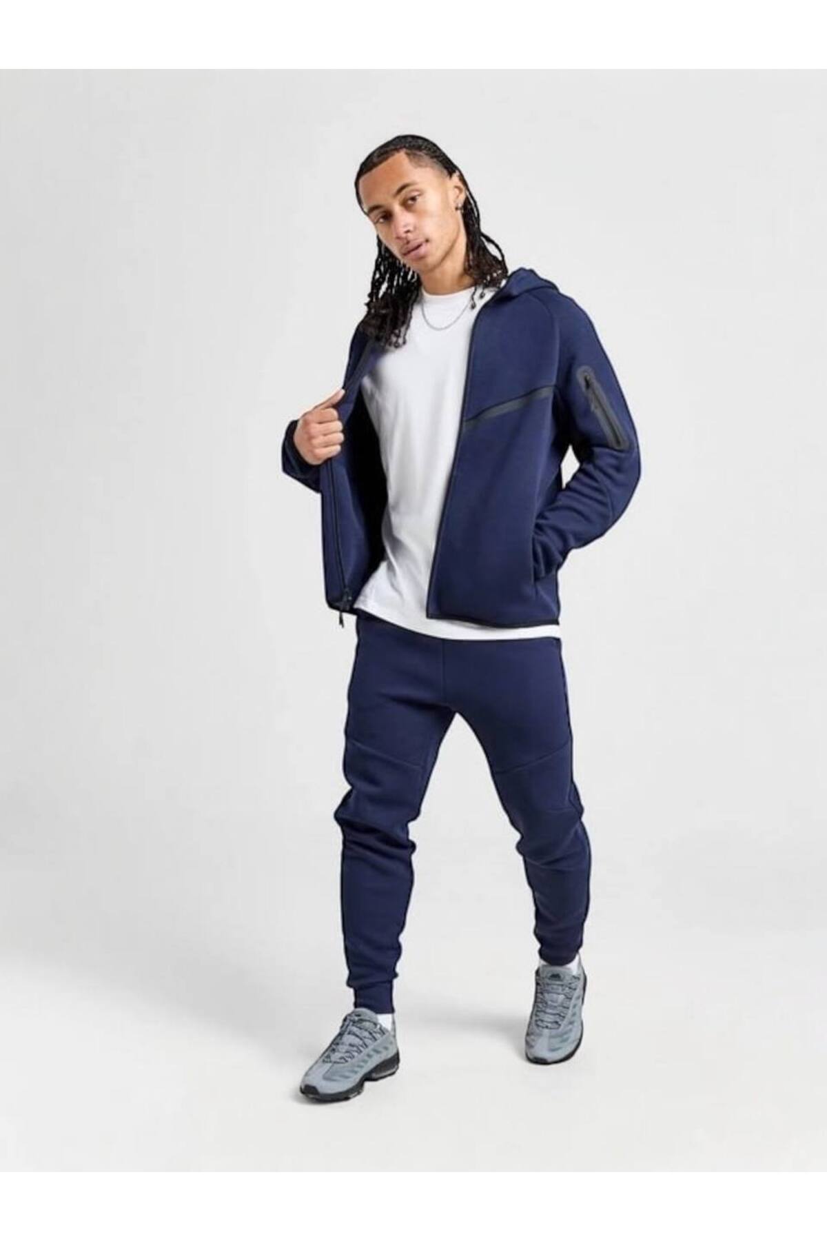 Tech Fleece Double Face Eşofman Takım — سرمه‌ای 1112 — تصویر 6 از 7