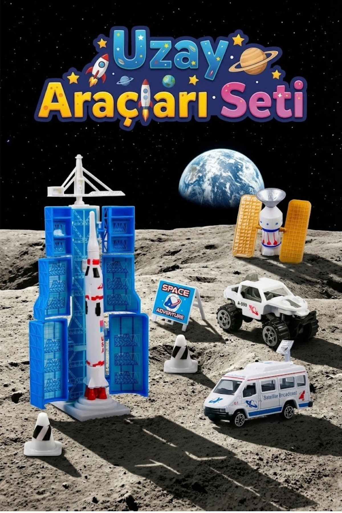 craftivio Uzay İstasyonu ve Araç Seti - Metal Gövdeli Uzay Arabası