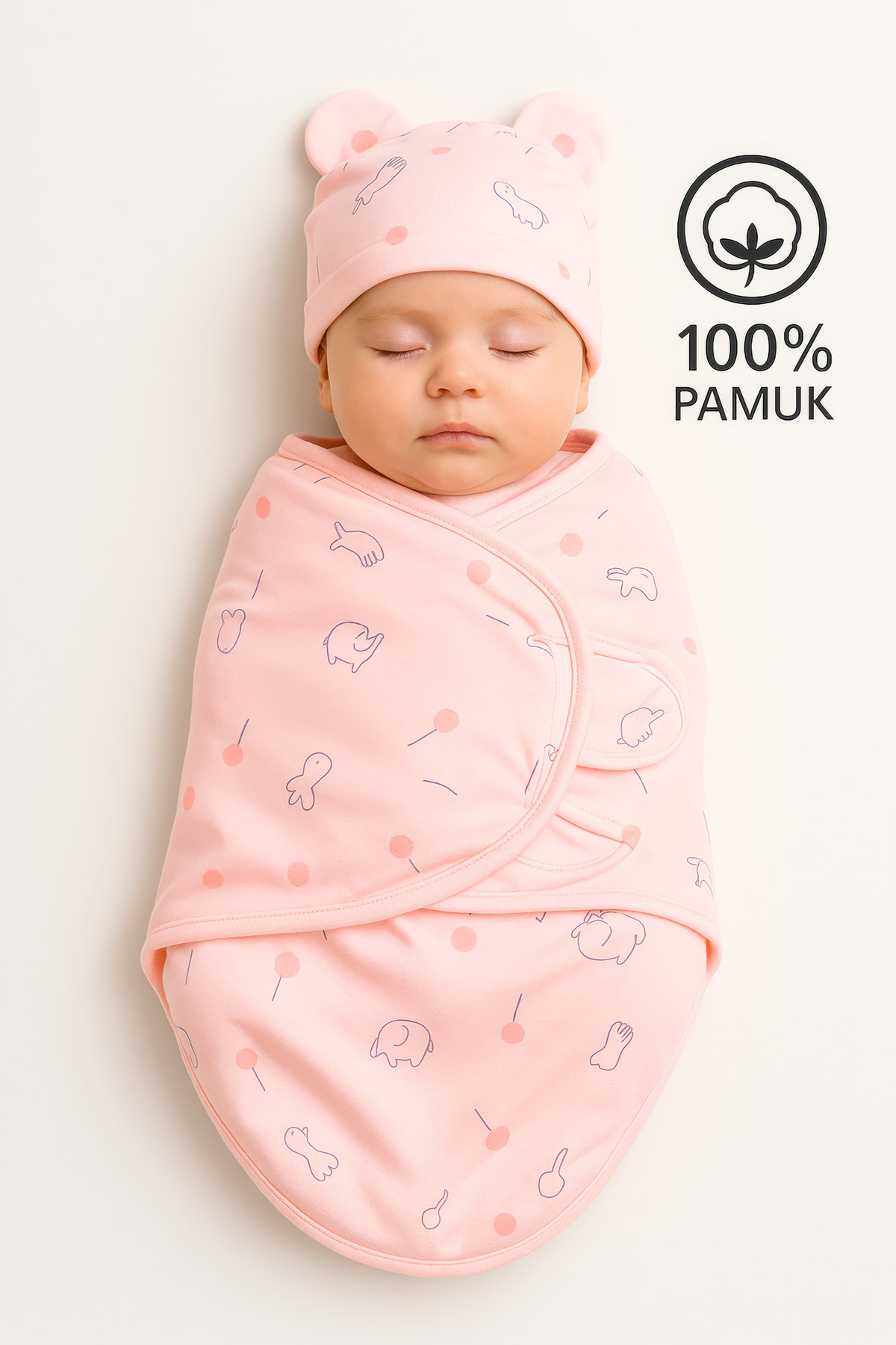 Sitilin 0-4 Ay Bebek İçin %100 Pamuk Kundak, Cırt Cırtlı, Yumuşak Penye Kumaş, Nefes Alan Kumas STL7103