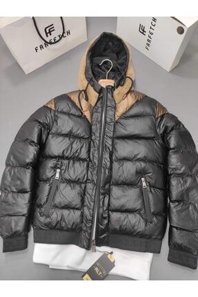 rolletti Erkek Kapşonlu Şişme Mont Siyah