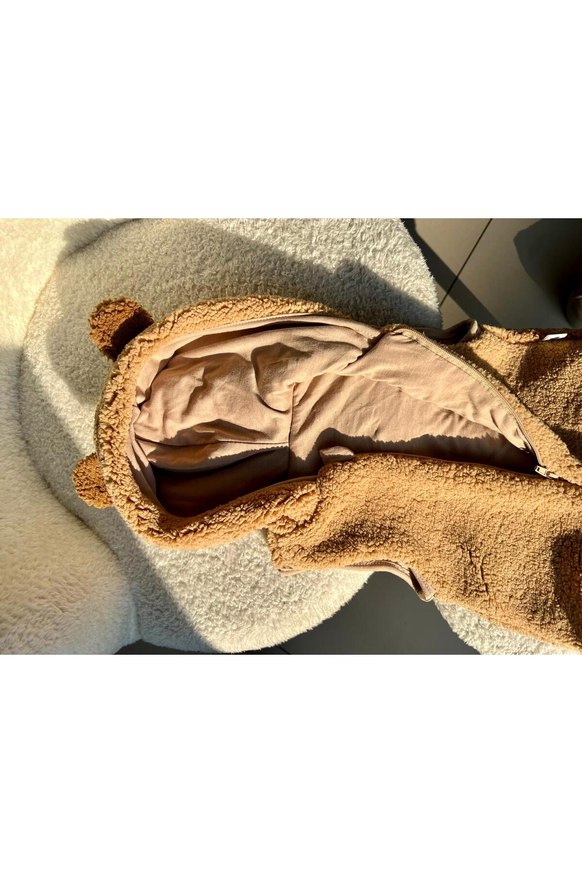 Dadamama Unisex Bebek Peluş Kulak Detaylı Fermuarlı Yelek (0 Ay - 12 Ay) + Hediye Bez Çanta ! fotoğrafı 5 (önizleme)