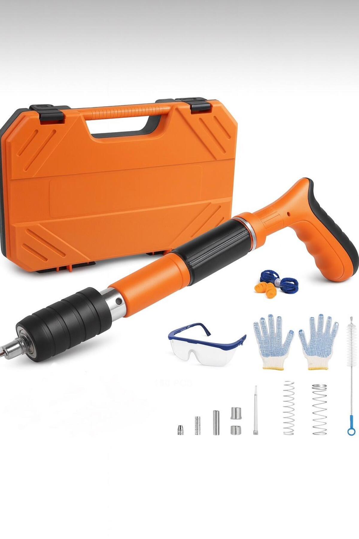 ATLT ATLANTİS BARUTLU ÇİVİ ÇAKMA TABANCASI SETİ BETON DUVAR ÇELİK TÜM YÜZEYLER ZIMBA PERÇİN TABANCASI