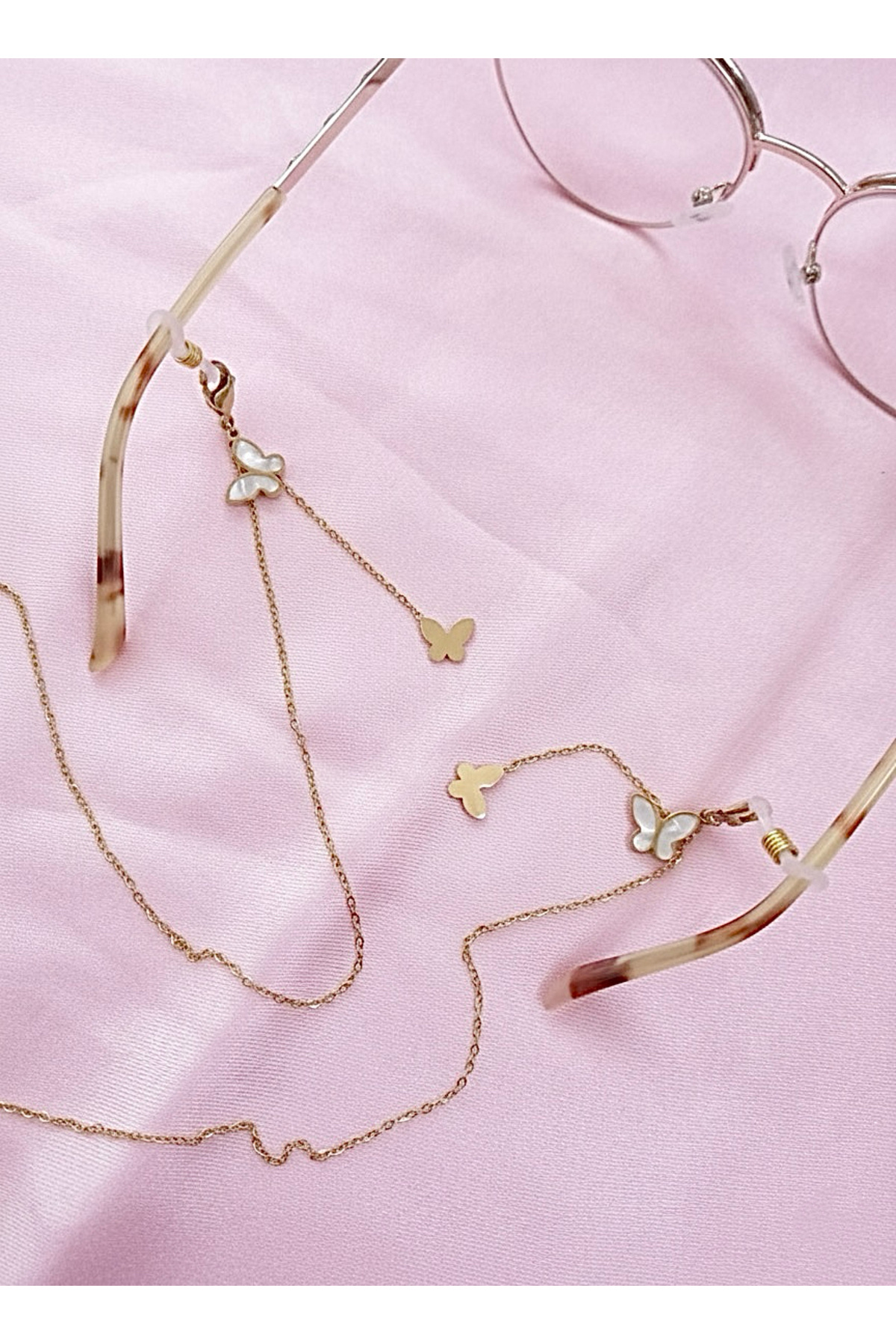 EFSU BİJUTERİ 316L Paslanmaz Çelik Kelebek Gözlük Zinciri