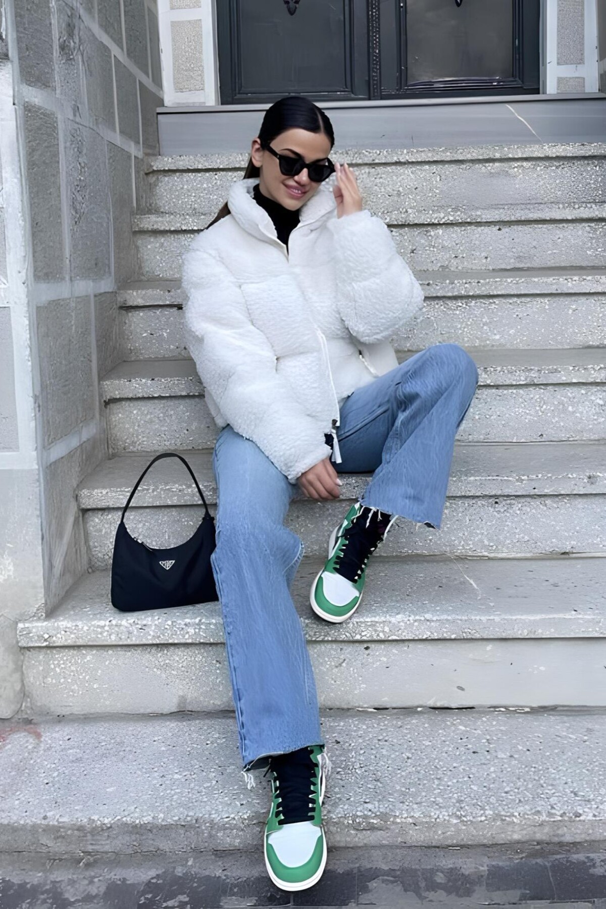 moda armanc Kadın Oversize Beyaz Teddy Peluş Şişme Mont, Kışlık Sherpa Puffer Ceket görsel 2
