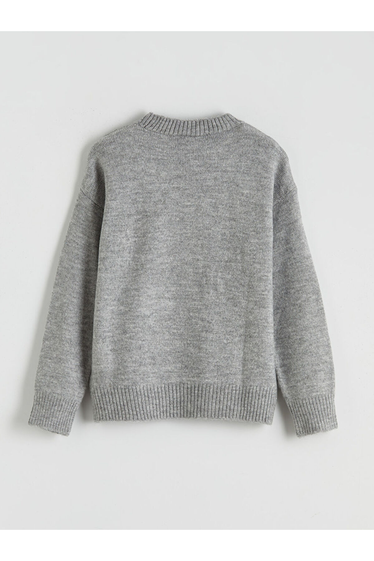 LC Waikiki Gri Bisiklet Yaka Desenli Kız Çocuk Triko Kazak fotoğrafı 2 (önizleme)