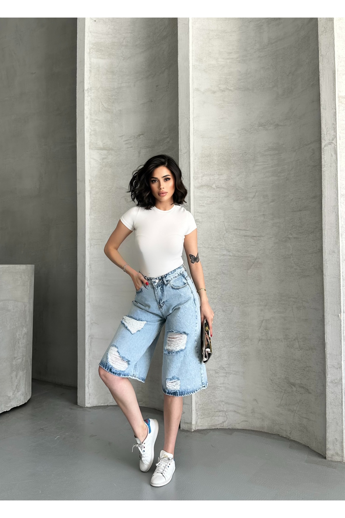 Baggy Denim Bermuda Shorts
