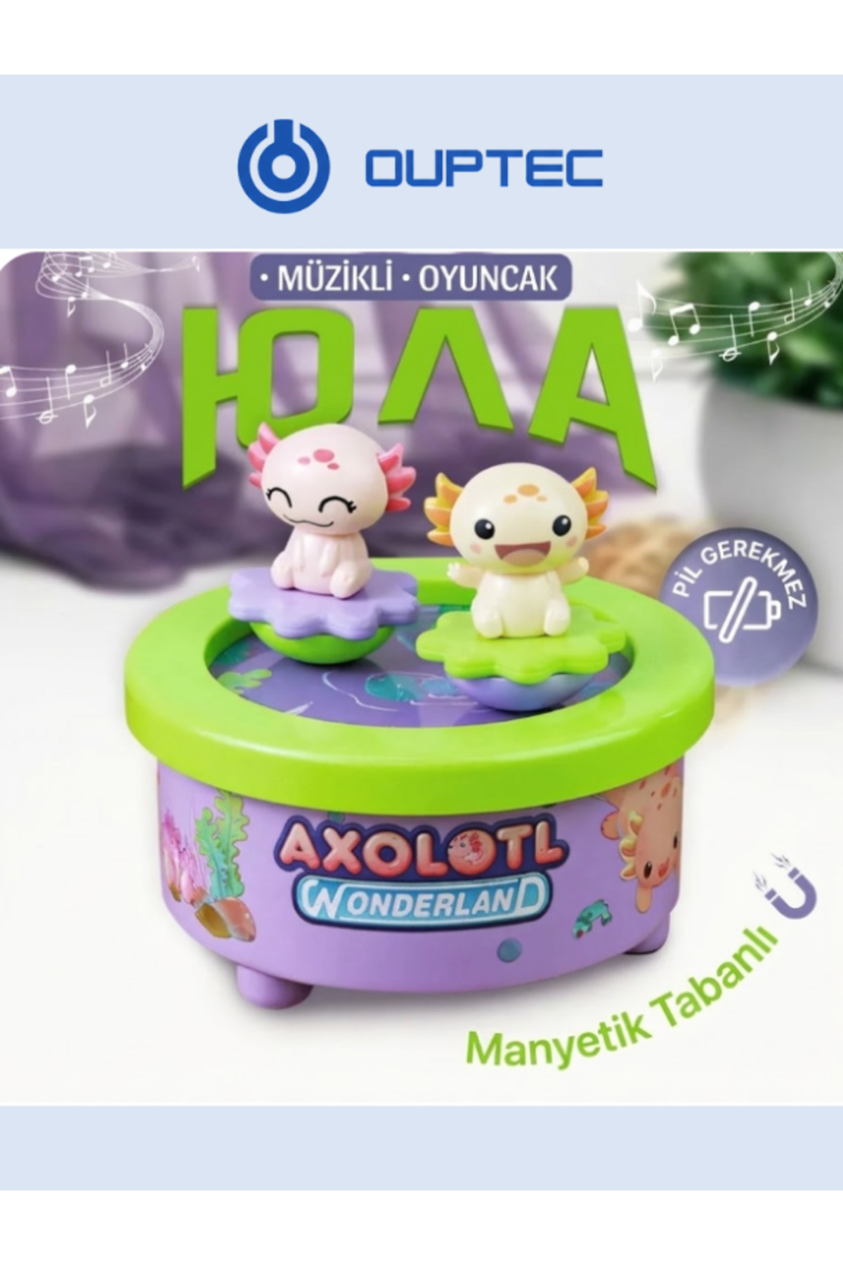 Ouptec Aksolotl Balık Figürlü Kurmalı Müzik Kutusu Çocuk Odası