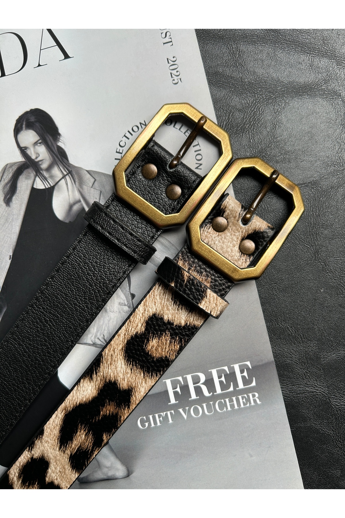 2pcs Liaison Rectangle Pattern Women Antique Gold Buckle Belt Jacket Belt Dress Belt Pants Belt