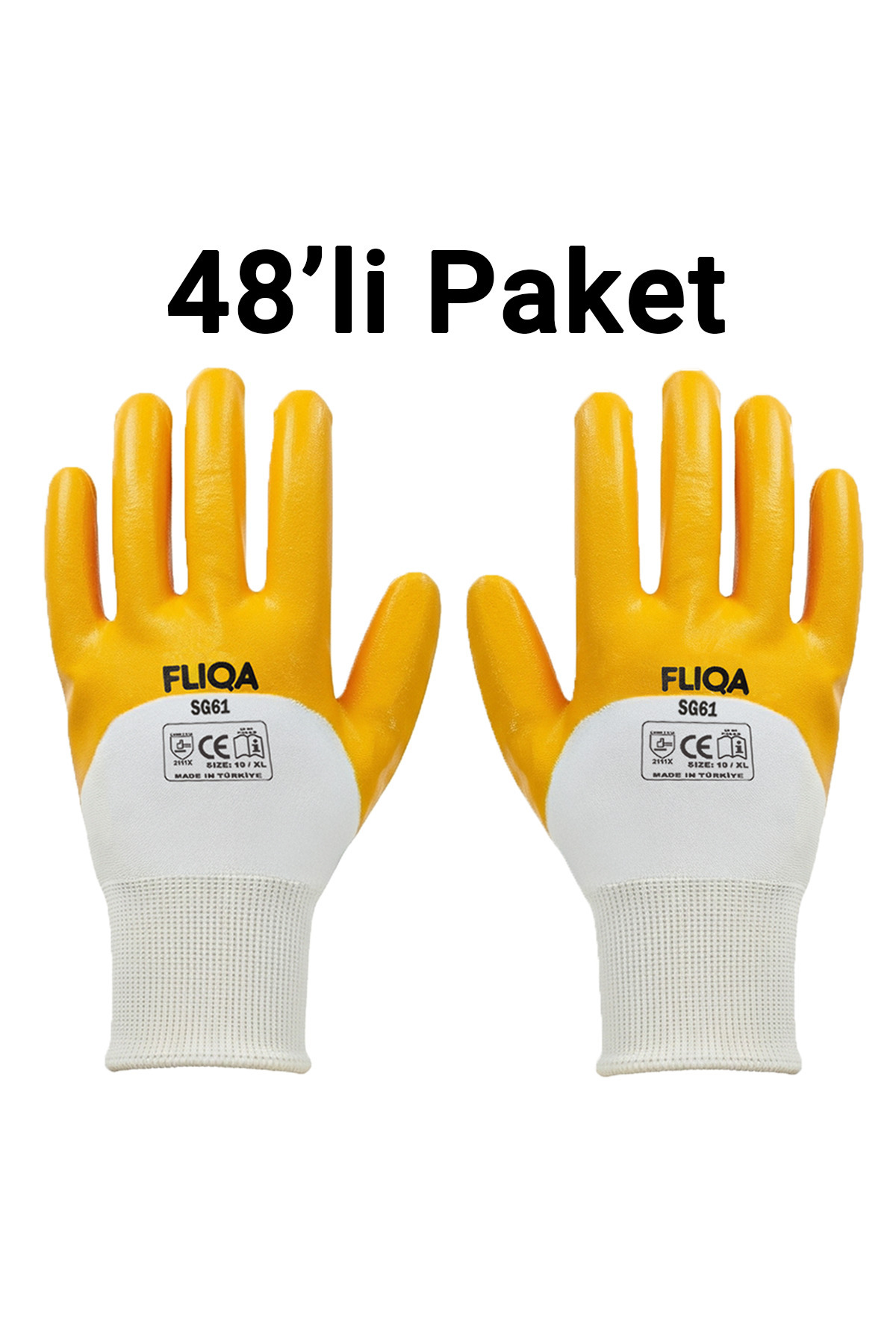 FLIQA SG61 Nitril Aşınmaya Dayanıklı Mekanik İş Eldiveni 48'li Paket