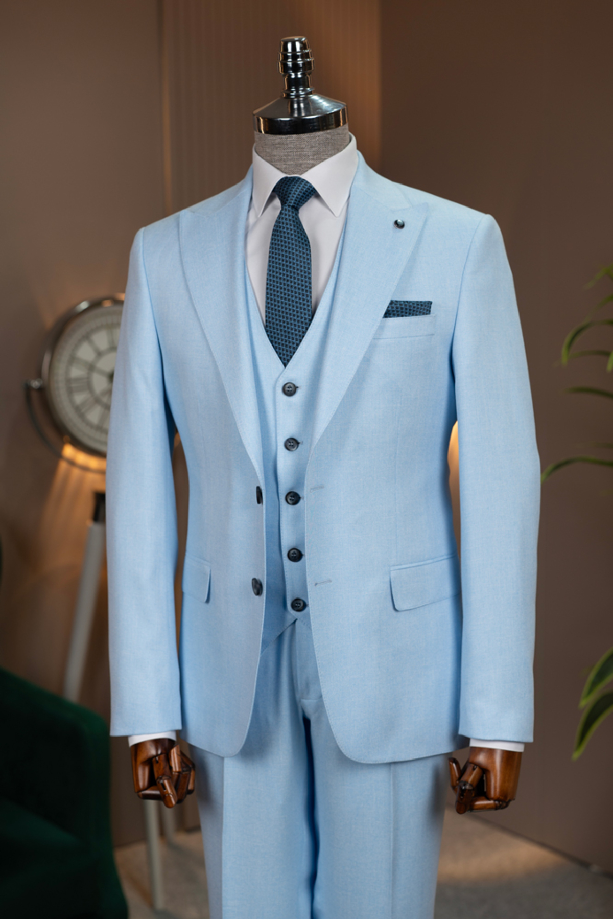 Terzi Ayhan Yelekli Takım Elbise –SlimFit 1 beden büyük tercih ediniz. — آبی T02-3028 — تصویر 2 از 5