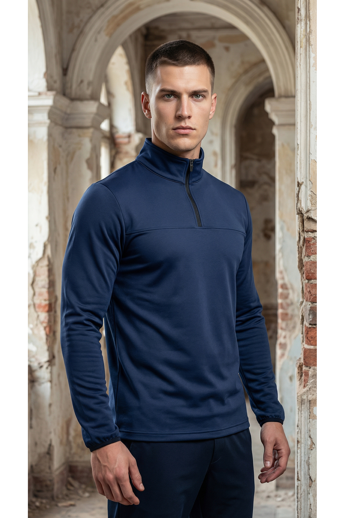 CLAW UP WORK SCUBA HALF ZIP SWEAT | DEEP NAVY (Slim Fit Yarım Fermuarlı Scuba Sweatshirt) görsel 3