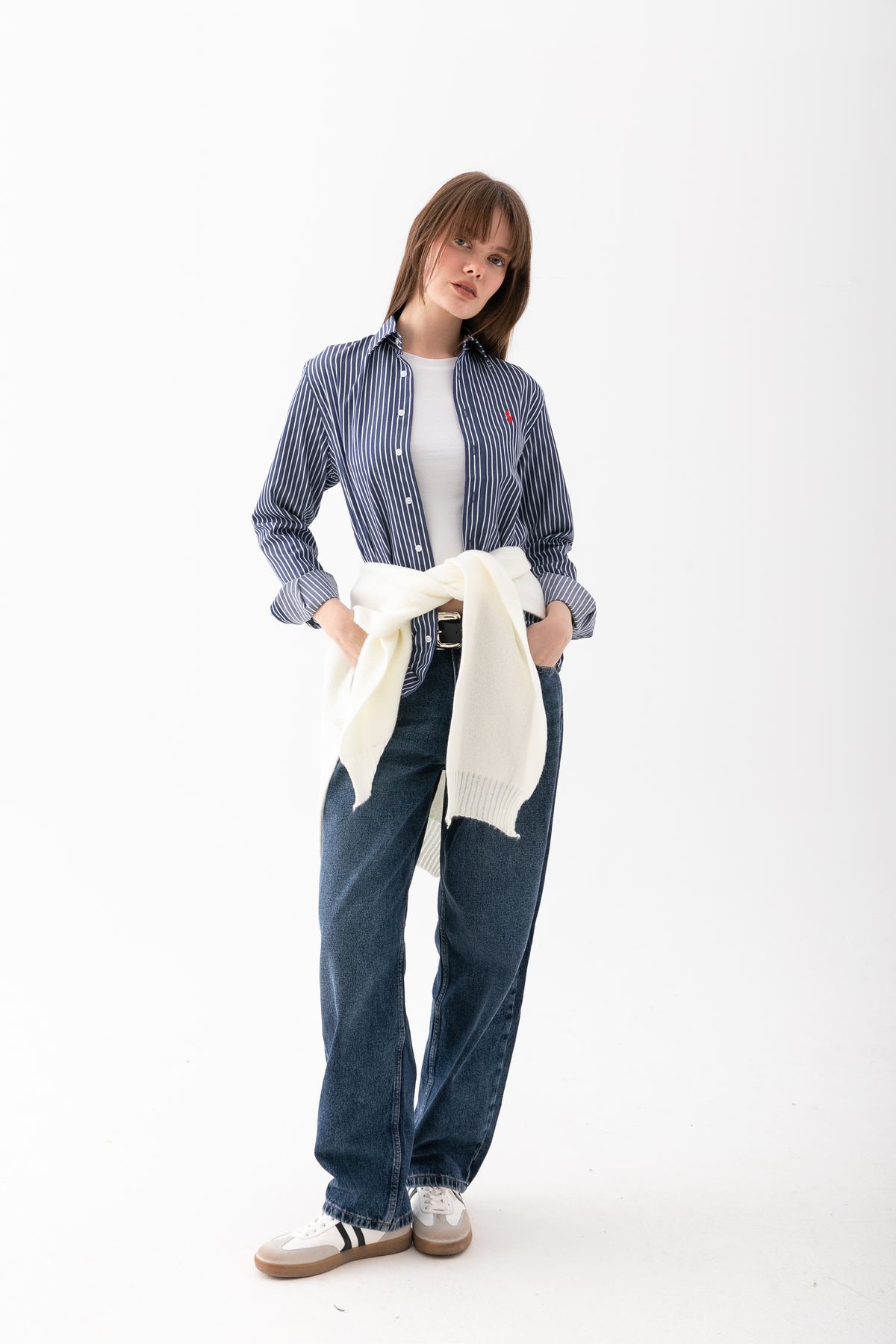 Loov  Yumoş Kare Yaka Bağlamalı Triko Atkı - Kare Parçalı Atkı - Triko Omuz Atkısı Ofis Günlük Moda Atkı - Görsel 2