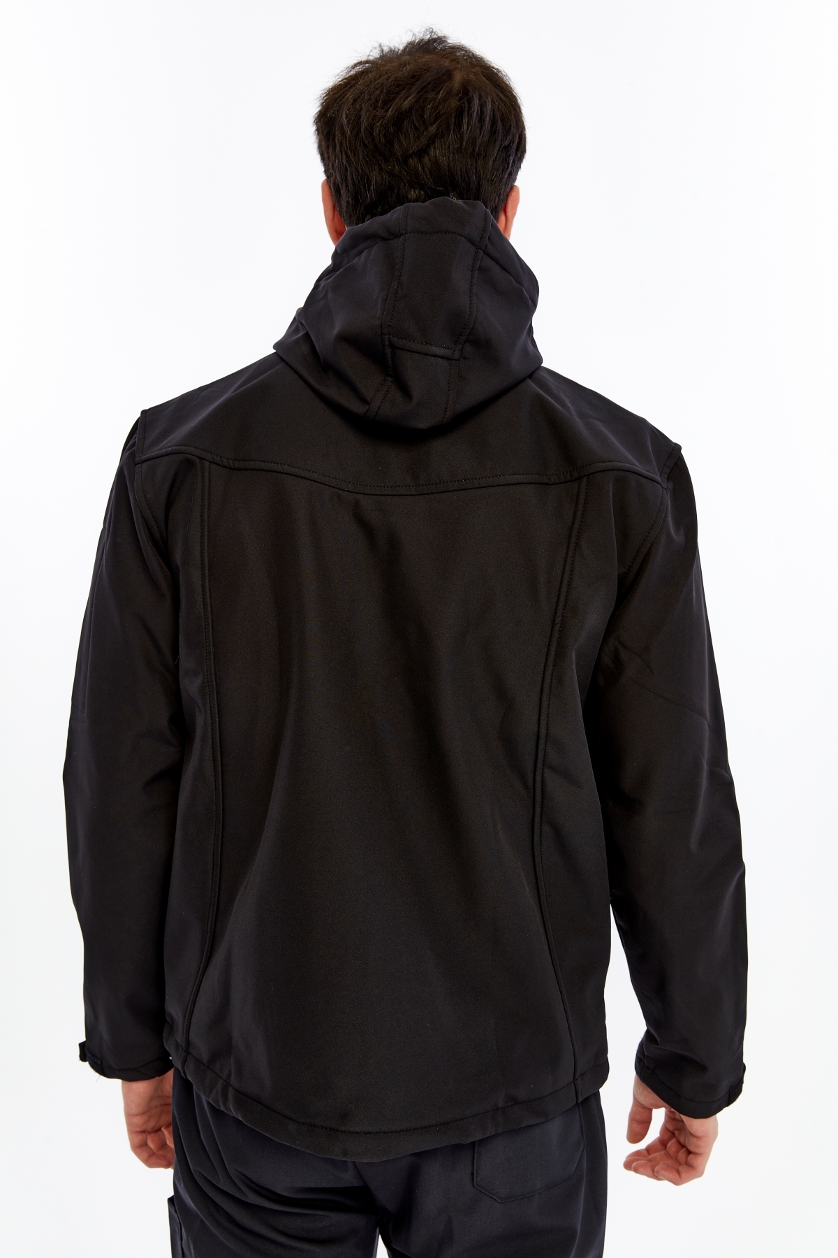 Uniprom Softshell Mont Kapşonlu Erkek Su Ve Rüzgar Geçirmez Mont Siyah 5 Cepli görsel 2