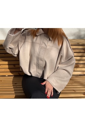 Lunarae Oversize Süet Crop Ceket