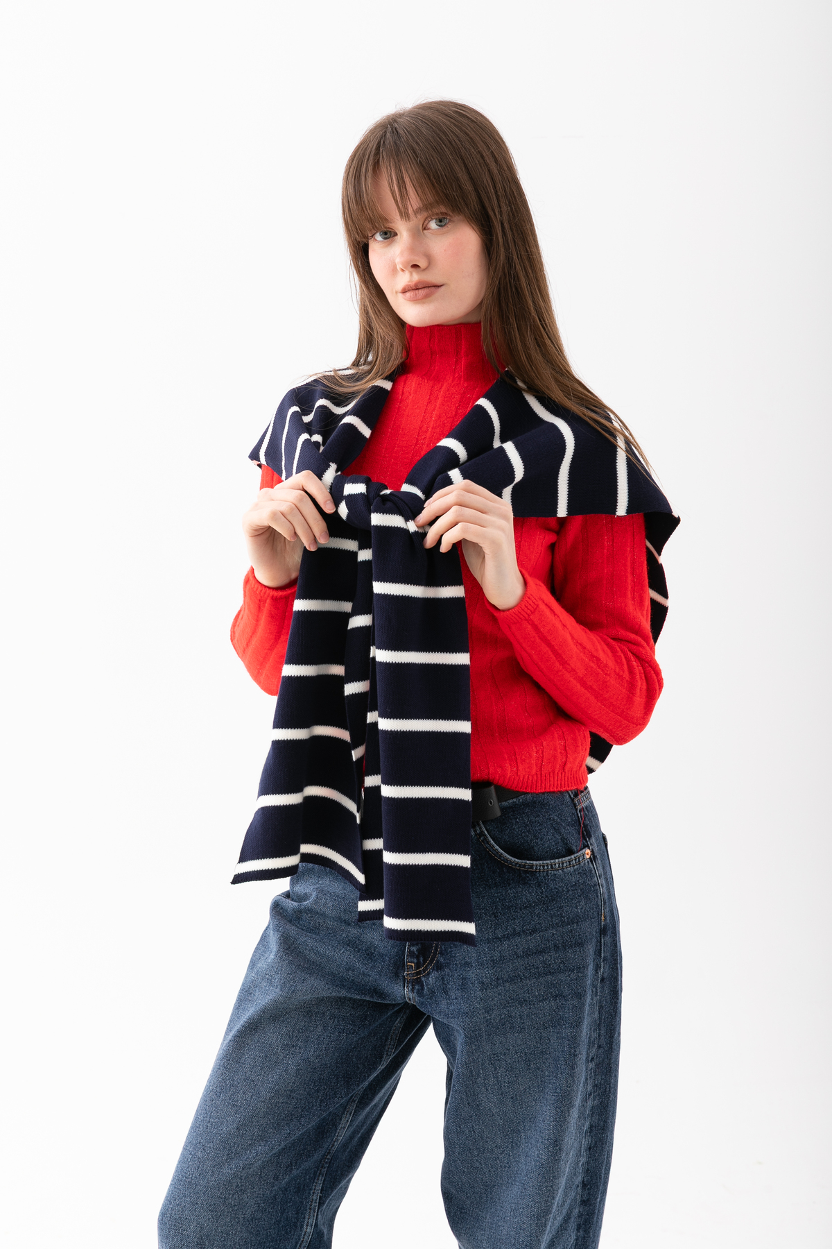 Wega Moda Kare Çizgili Parçalı Patchwork Atkı - Spor Triko Örme Omuz Atkısı | Unisex Boho Şal - Atkı görsel 7
