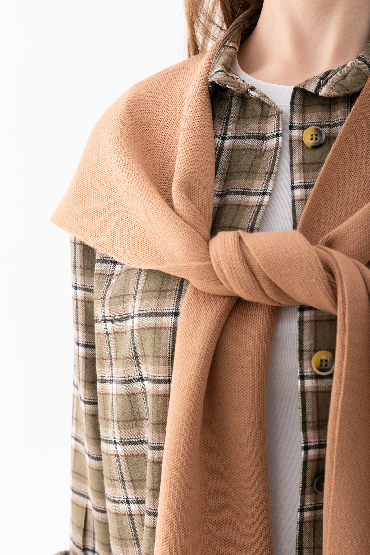 Wega Moda Kare Parçalı Patchwork Atkı - Spor Triko Örme Omuz Atkısı | Unisex Boho Şal - Atkı görsel 2
