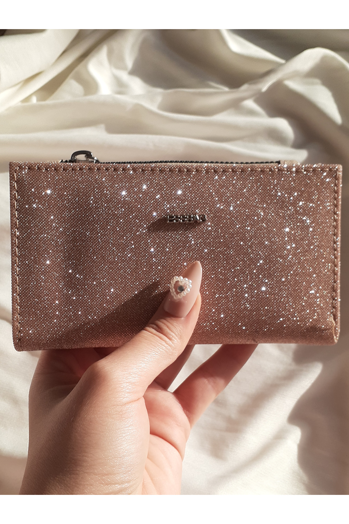 byliora  Simli Rose Gold Kartlık/Cüzdan