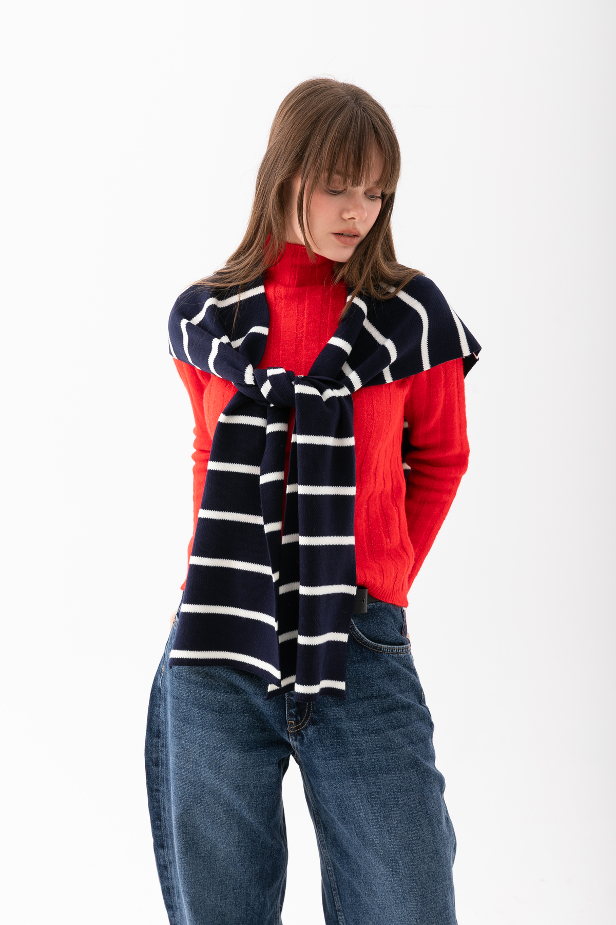 Wega Moda Kare Çizgili Parçalı Patchwork Atkı - Spor Triko Örme Omuz Atkısı | Unisex Boho Şal - Atkı görsel 5