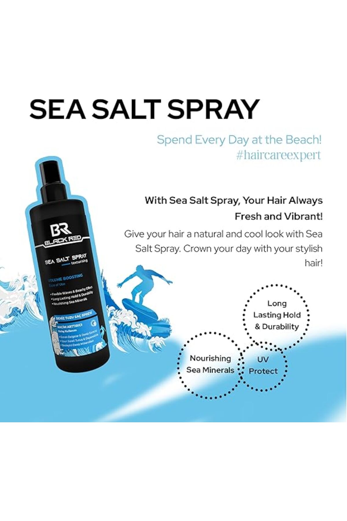 Lidyahan Store Red Saç Deniz Tuzu Spreyi - Sea Salt Spray Orta Tutuşlu Hacimlendirir Anti Uv Saç Şekillendirici — LHNDTRESTCET48U8-AIVI-XG2I-A
