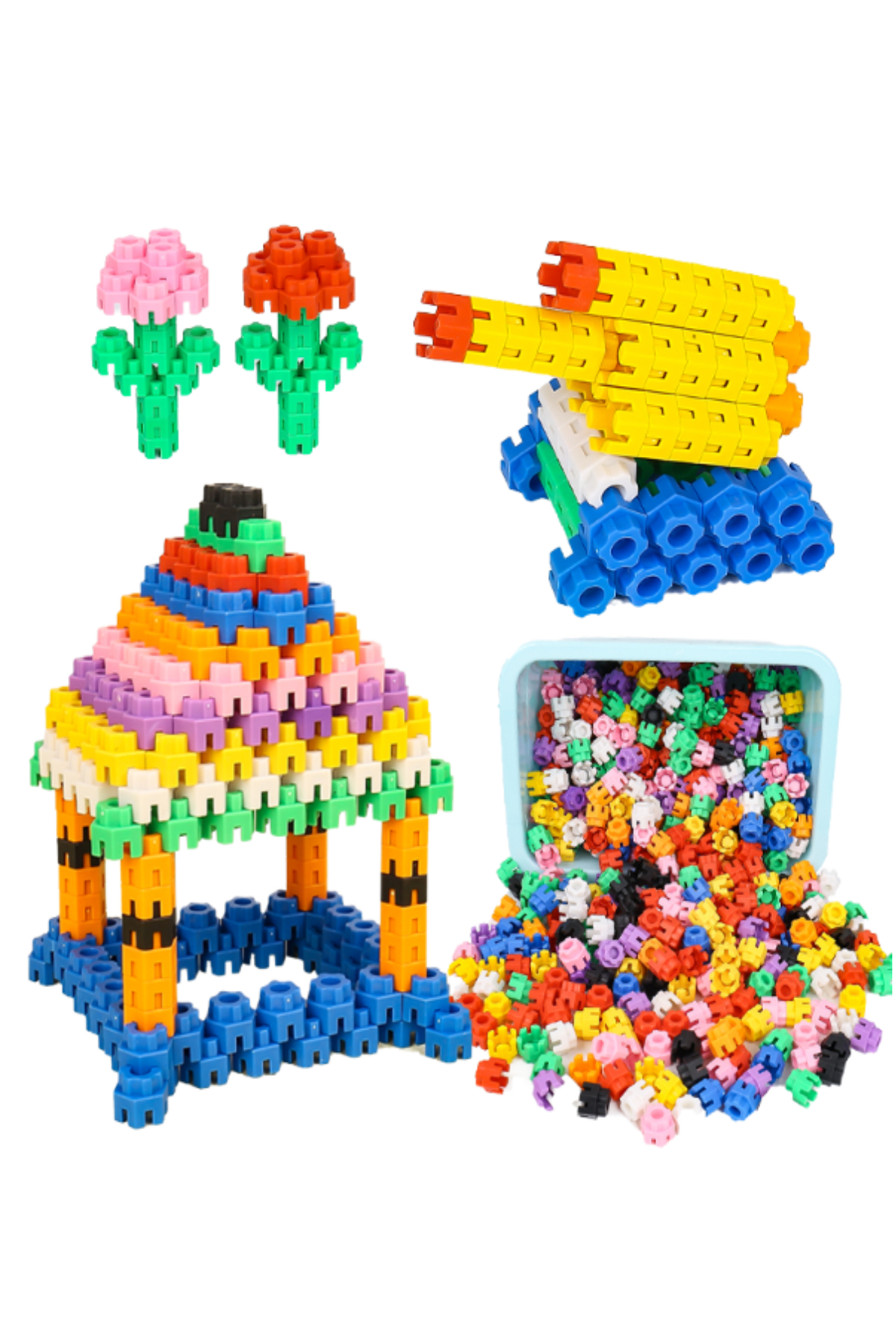 ست بلوک‌های آموزشی ساختنی چرخ‌دنده‌ای شش‌وجهی ۲۵۰ تکه، پازل اسباب‌بازی موتور