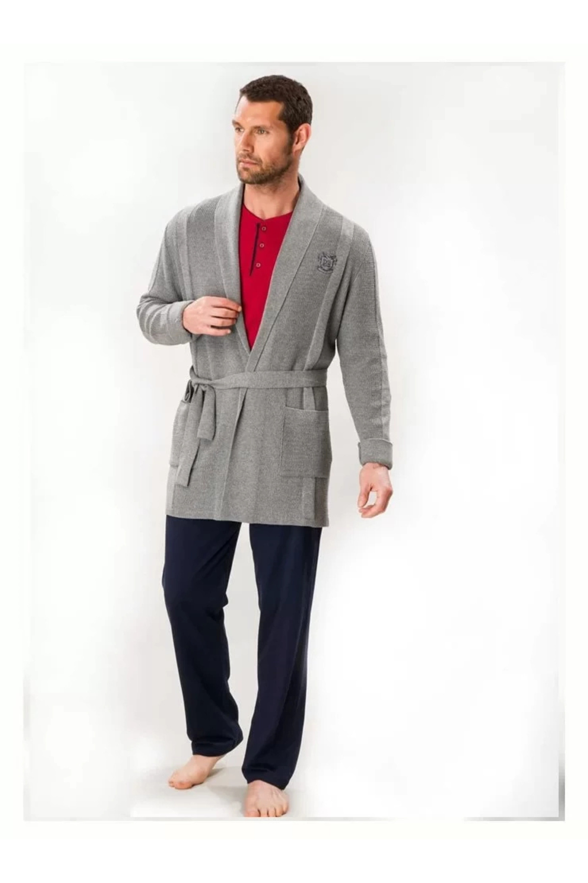 D'S Damat 5'li Triko Robdöşambr Damat Erkek Pijama Seti