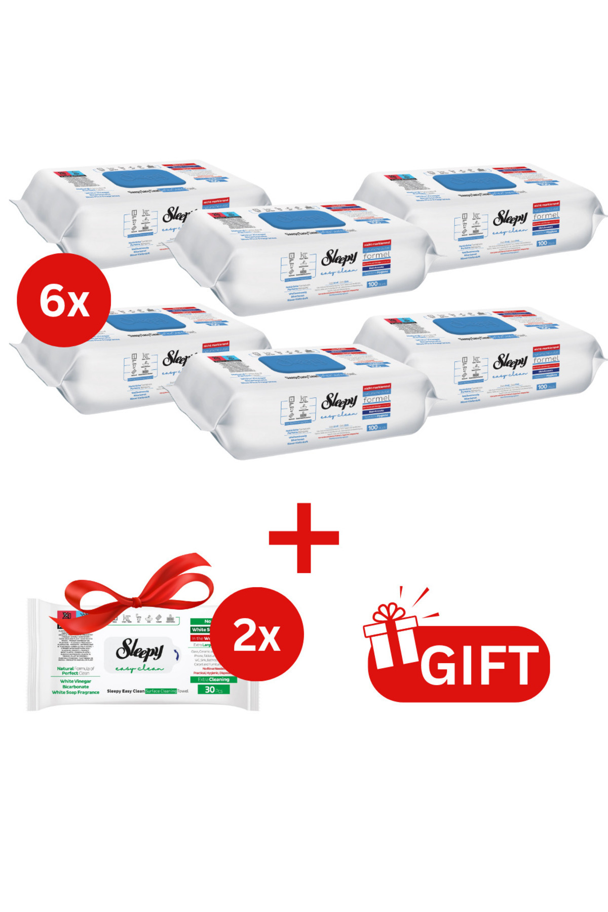 Sleepy PACHET PROMO: 6× Șervețele Bleach Additive 100 buc + 2× Șervețele Whit...