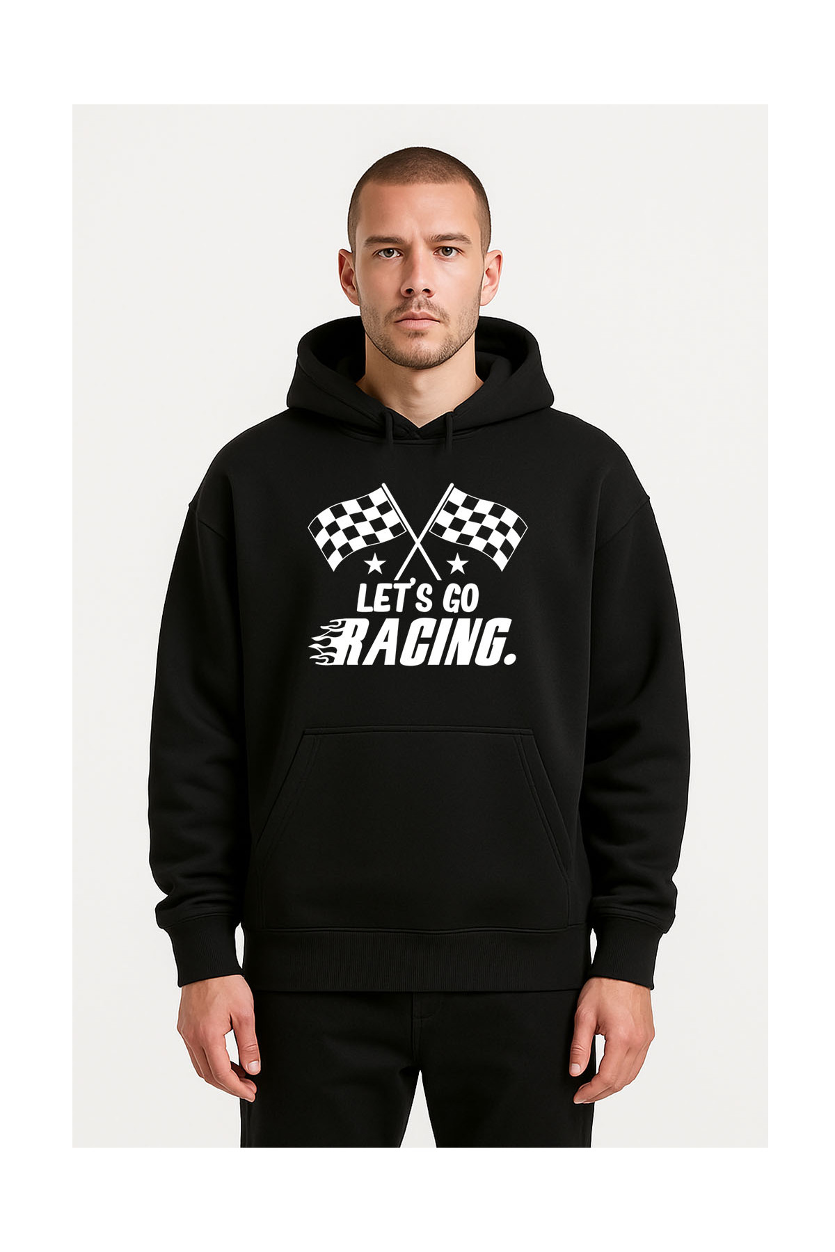 Biker Design Hooded Sweatshirt – Sporty & Casual Hoodie with Motorcycle Design