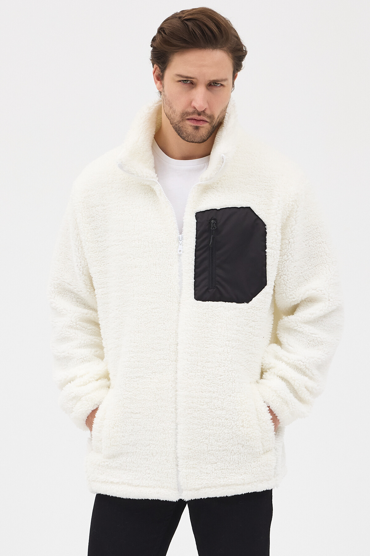 bh collection Erkek Peluş Oversize 5 Cepli Sweatshirt