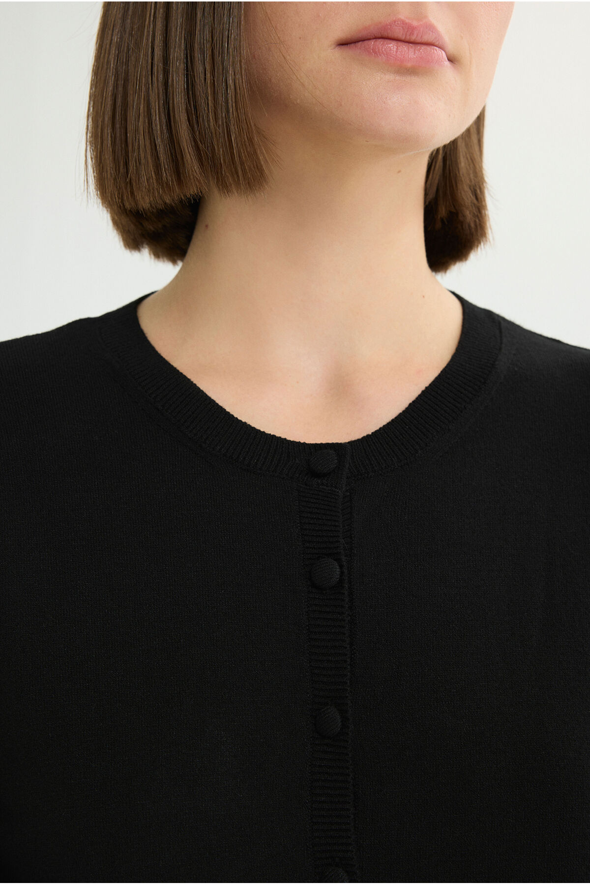 Love My Body  Yuvarlak Yaka Triko Hırka - Görsel 2